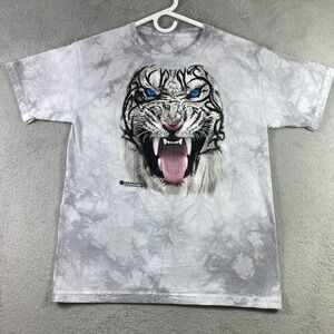 2014 The Mountain White Tiger Shirt Adult Small Gray Tie Dye Graphic Tee SS